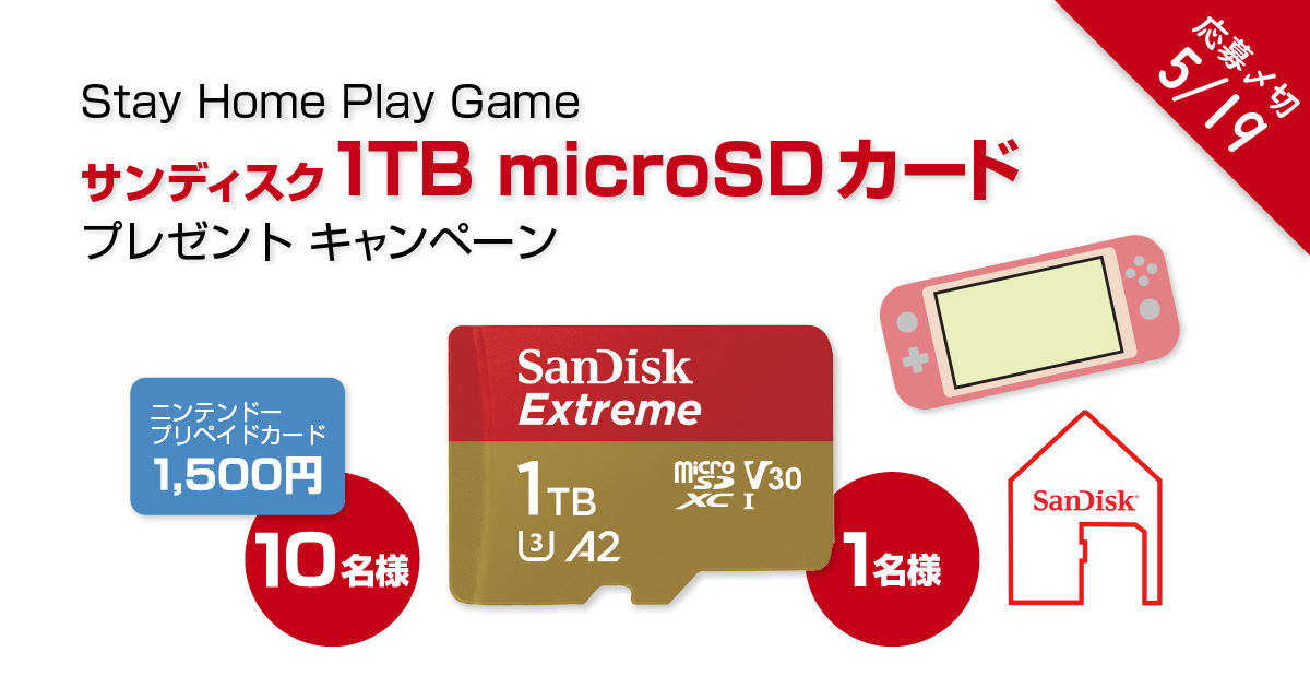 Stay Home Play Gameサンディスク 1TB microSDプレゼント